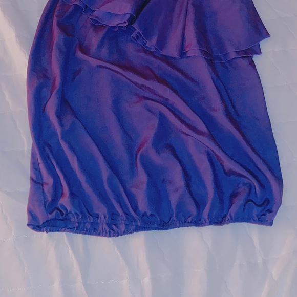 Purple Ruffled One Shoulder Blouae - Picture 3 of 3